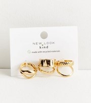 New Look 5 Pack Gold Mixed Chunky Rings